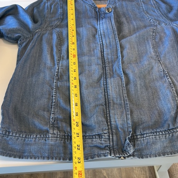 Chicos jacket coat zip-up blue jean size one embroidered birds - Picture 11 of 12